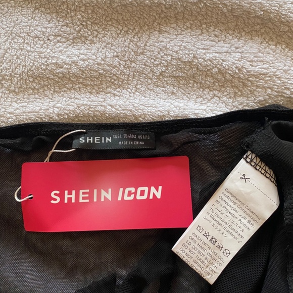 SHEIN Drawstring LaceTop, black, size L (US 8/10), NWT - Picture 5 of 7